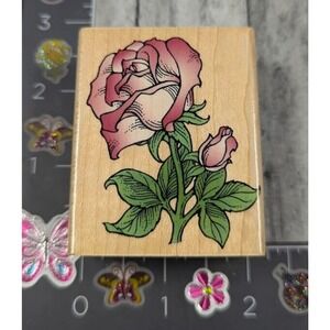 Hero Arts Rose Portrait E1263 1997 Rubber Stamp Wood #D9